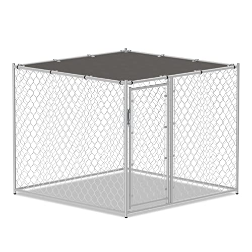 Magshion 5x5 ft Dog Kennel Outdoor for Medium Dog, Heavy Duty Alloy Steel Puppy Fence, Pet Exercise Playpen Run Cage with Lockable Feeding Door, Backyard Playpen Rabbit Run House Enclosure (Silver)