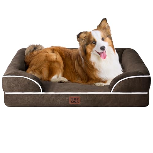 EHEYCIGA Large Memory Foam Bed (Brown)