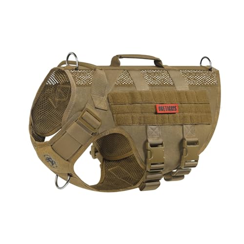 OneTigris No Pull Dog Harness for Small Dog, Mesh Design Breathable Military Dog Molle Vests with Handles, Service Dog Vest Harness for Walking Hiking Training