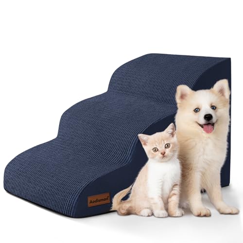 Dog Stairs and Steps for Beds Or Couches, 3-Step Pet Stairs & Steps for Small Dogs and Cats, Soft and Non-Slip Dog Ramp for Older Dogs,Pet with Joint Pain,Easy to Walk