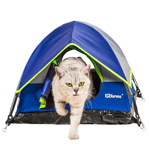 GDanes Blue Cat Tent, Large Cave Bed for Indoor Cats and Small Dogs with Soft Pad - 22" x 22" x 16"