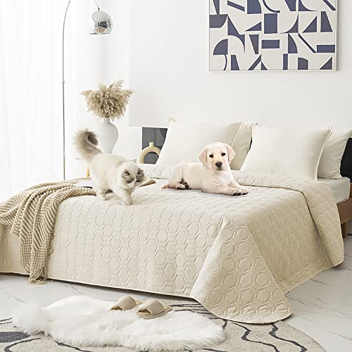Waterproof and Anti-Slip Dog Bed Cover and Pet Blanket Sofa Pet Bed Mat ,car Incontinence Mattress Protectors Furniture Couch Cover for Most Cats Dogs, Pets (82x82- Ivory)