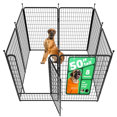 FXW Rollick Unleashed Dog Playpen for Indoor, Yard, RV Camping, 50 inch 8 Panels for Large Dogs, BlackPatented