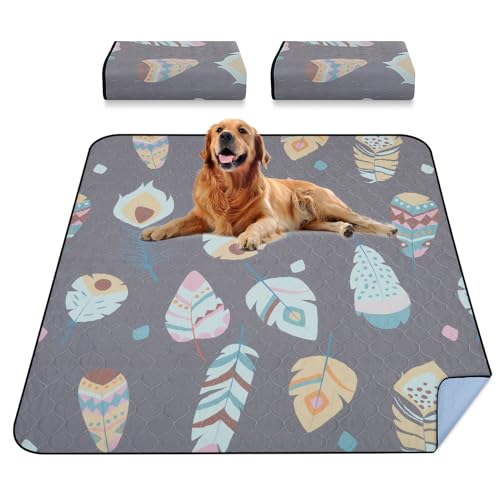 LOOBANI Washable Pee Pads for Dogs, 2 Pack Ultra-Absorbent and Leak-Proof Whelping Mats, Non-Slip Reusable Puppy Pads, Waterproof Puppy Training Mats for Playpen, Crate, Housebreak, 48x48in, Gray