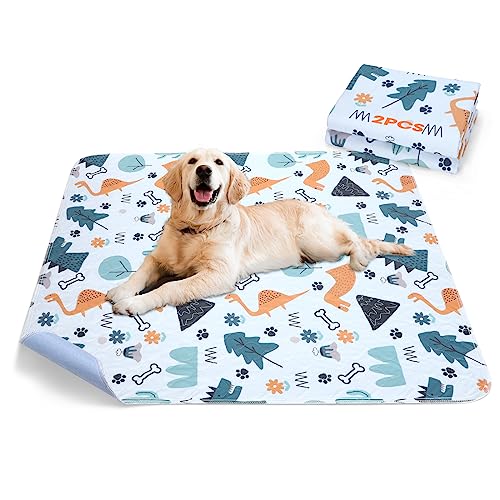 Washable Pee Pads for Dogs, 2 Pack Large 36"x41" Super Absorbent Reusable Training Pads, 100% Waterproof Non-Slip, Whelping & Playpen Indoor Dog Cage Pads Pet Mat Dog Supplies