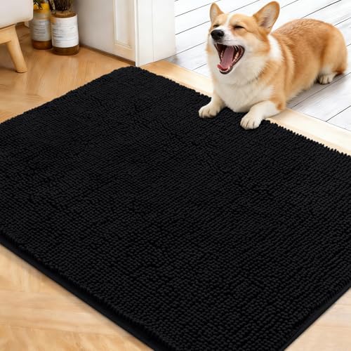 OLANLY 40x32 Chenille Mud Mat (Black)