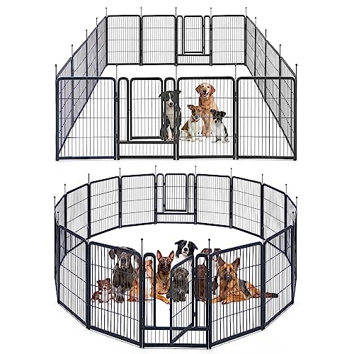 mestyl Dog Playpen, 40" Height 16 Panels Outdoor Pet Play Pen, Big Dog Exercise Play Pen for Large/Medium/Small Dogs, Foldable Puppy Pen for Indoor, Camping, RV, Anti-Rust Paint Finish, Quick Install