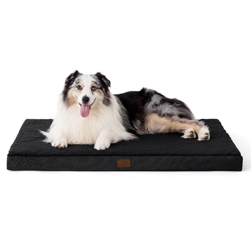 Bedsure XL Dog Bed for Crate - Large Orthopedic Flat Pet Beds with Removable Washable Cover, Egg Crate Foam Crate Mat, Suitable for Pet Up to 90 lbs