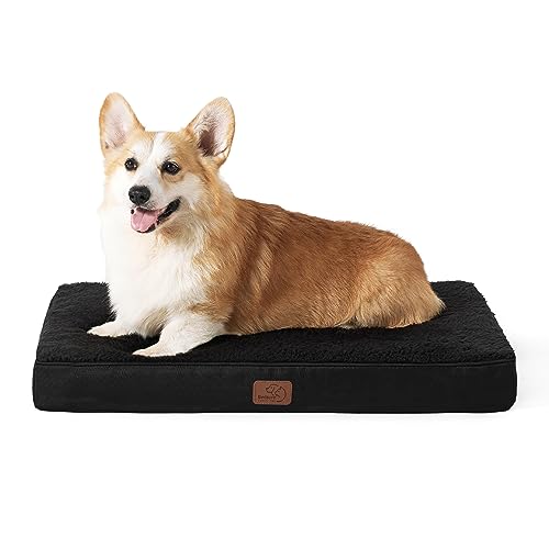 Bedsure Large Dog Bed for Crate - Comfy Flat Pet Beds with Removable Washable Cover, Orthopedic Egg Crate Foam Crate Mat, Suitable for Pet Up to 50 lbs