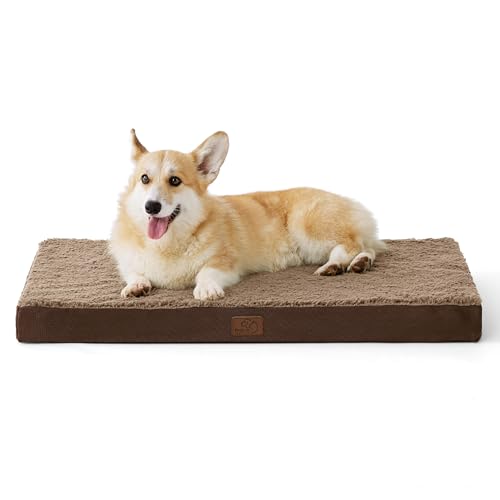 Bedsure Large Dog Bed for Crate - Comfy Flat Pet Beds with Removable Washable Cover, Orthopedic Egg Crate Foam Crate Mat, Suitable for Pet Up to 50 lbs