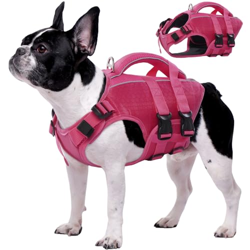 Kuoser Dog Life Jacket High Flotation, Reflective Dogs Life Vest for Swimming Boating, Adjustable Small Medium Large Dog lifejacket, Lightweight Dogs Life Preserver Rescue Handle Spring Summer Pool