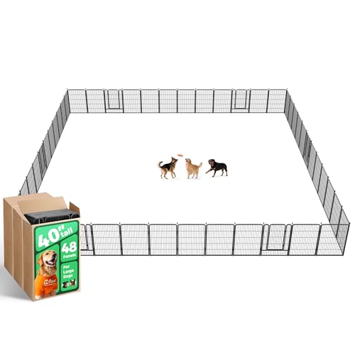 FXW Rollick Unleashed Dog Playpen for Indoor, Yard, RV Camping, 40 inch 48 Panels for Medium and Large Dogs, BlackPatented