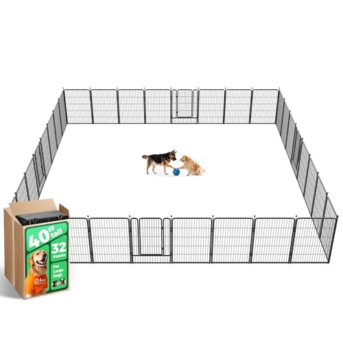 FXW Rollick Unleashed Dog Playpen for Indoor, Yard, RV Camping, 40 inch 32 Panels for Medium and Large Dogs, BlackPatented