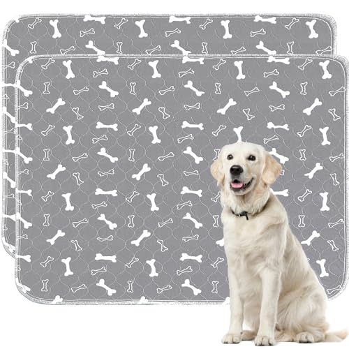 Washable Pee Pads for Dogs,2 Pack 48"x60" Reusable Puppy Training Pads, Ultra-Absorbent and Leak-Proof Whelping Pads , Extra Large Potty Playpen Mat for Incontinence, Housebreak, Crate