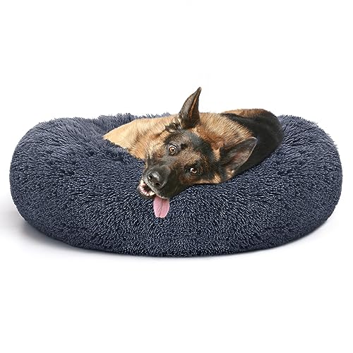 MIXJOY Orthopedic Dog Bed Comfortable Donut Cuddler Round Dog Bed Ultra Soft Washable Dog and Cat Cushion Bed (20''/23''/30''/36'') (36''x36'', Grey-Blue)