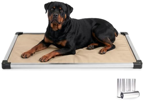 K9 Ballistics Chew Proof Armored Padded Dog Crate Bed, Virtually Indestructible, Legs Included (Sandstone, X-Large (47" L x 29" W x 6" H))