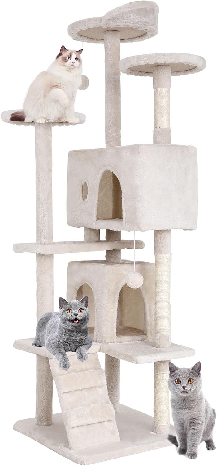 BestPet 70" Cat Tree Tower (Beige)