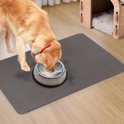 Quick Dry Absorbent Dog Food Mat, 36 x 23 in Diatom Anti-Slip Mud Dog Water Bowl Mat, No Messy Pet Feeding Mat Dogs Supplies for Large and Multiple Dogs