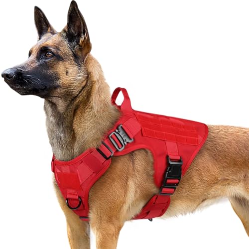 rabbitgoo Tactical Dog Harness (Large, Red)