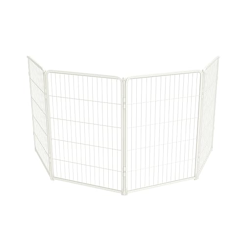 FXW Homeplus Unleashed Indoor Dog Playpen - Stress-Free and Safe Play, Heavy Duty 40 Inch 4 Panels Dog Pen for Medium and Large Dogs, WhitePatented
