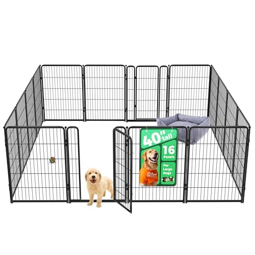 FXW Homeplus Unleashed Indoor Dog Playpen - Stress-Free and Safe Play, Heavy Duty 40 Inch 16 Panels Dog Pen for Medium and Large Dogs, BlackPatented