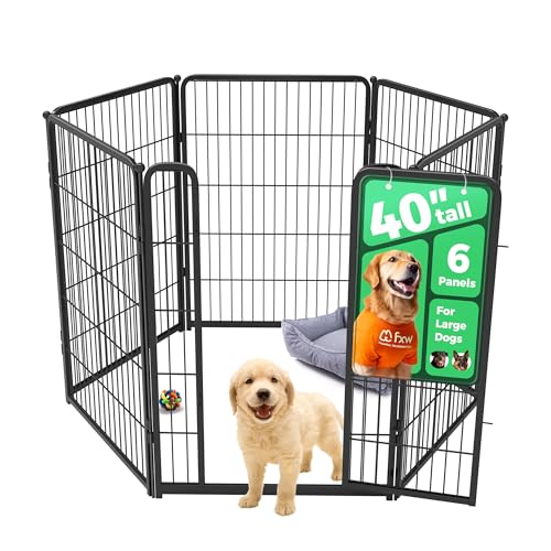 FXW Homeplus Unleashed Indoor Dog Playpen - Stress-Free & Safe Play, Heavy Duty 40 Inch 6 Panels Dog Pen for Medium and Large Dogs, BlackPatented