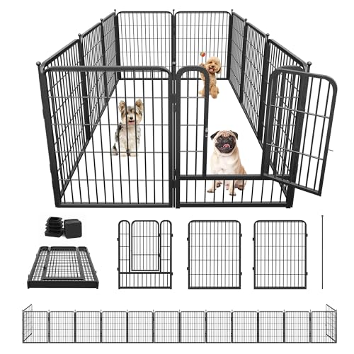 Dog Playpen 32 inch 10 Panels Portable Pet Fence Outdoor for Yard Indoor Dog Pen for Medium/Small Animals, Large Pet Puppy Playpen Heavy Duty Pet Fence for RV Camping, Yard