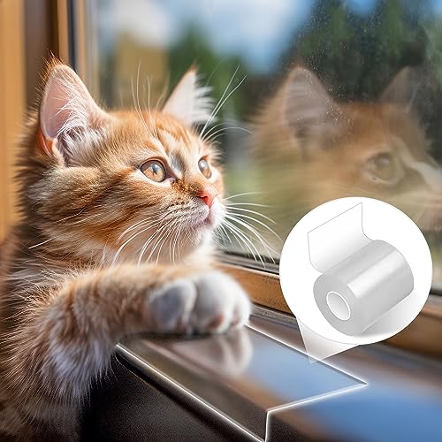 Door Protector from Dog Scratching, Window Sill Protector, Clear Sided Shield Protection Barrier Anti Cat, Dog Scratching, Slobbering, and Clawing Furniture, Glass, Car Door, Couch 4in x 32.8'