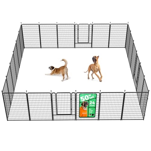 FXW Rollick Unleashed Dog Playpen for Indoor, Yard, RV Camping, 50 inch 24 Panels for Large Dogs, BlackPatented