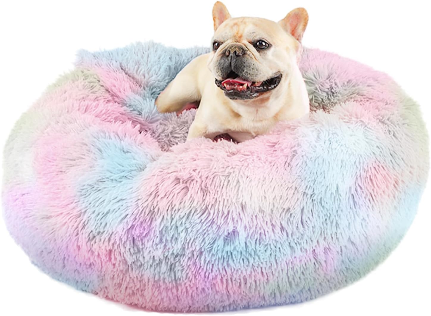 Himax Medium Dog Bed Washable, Round Dogs Beds with Blanket Attached, Calming Dog Bed, Multi-Colored (20"/26"/35")...