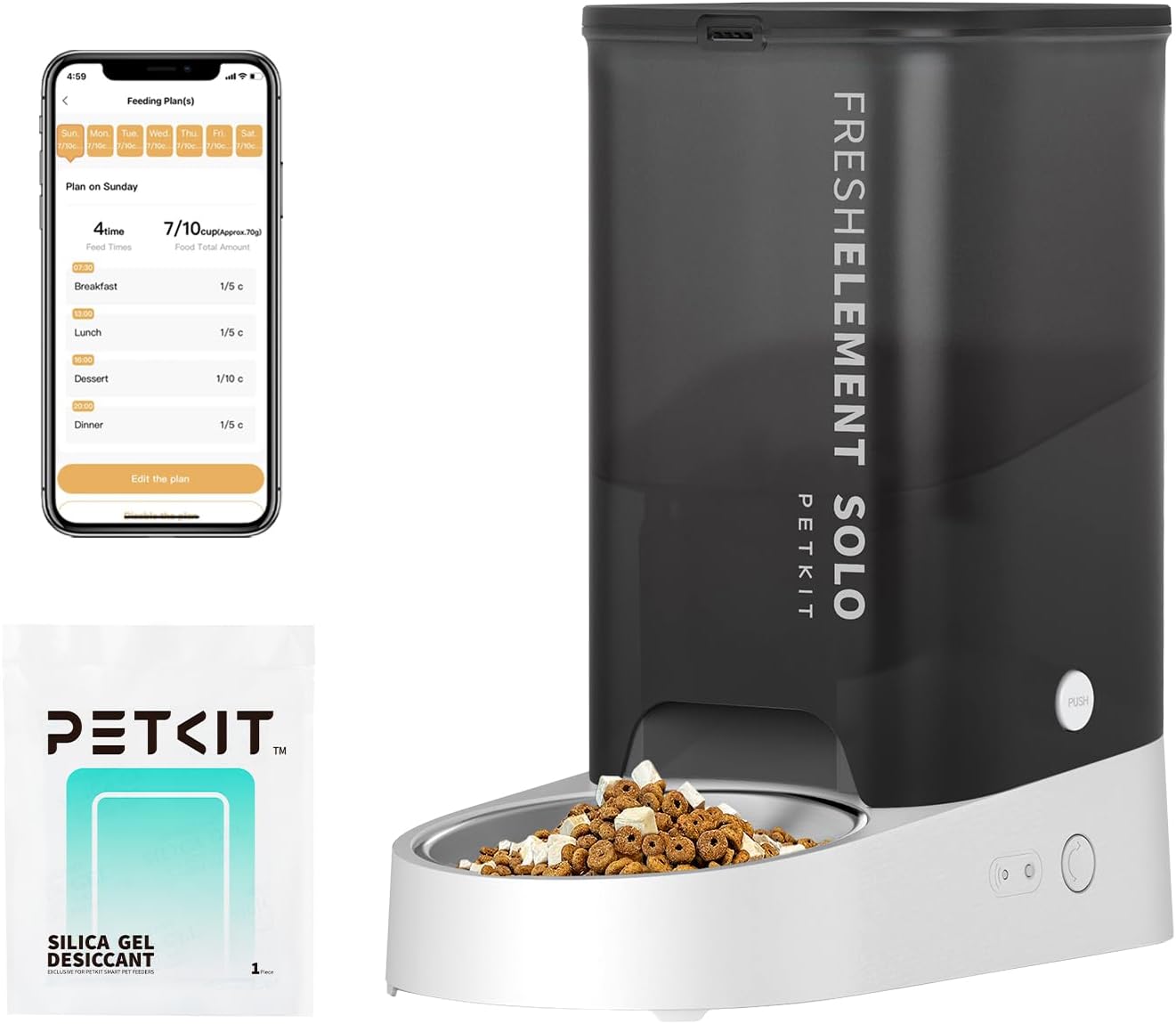 PETKIT Automatic Cat Feeder, 2.4G WiFi Automatic Dog Feeder, App Control Pet Food Dispenser with Triple Fresh-Lock System, Up to 10 Meals Per Day, Schedule Feeding, Food Shortage Alert, 3L Capacity