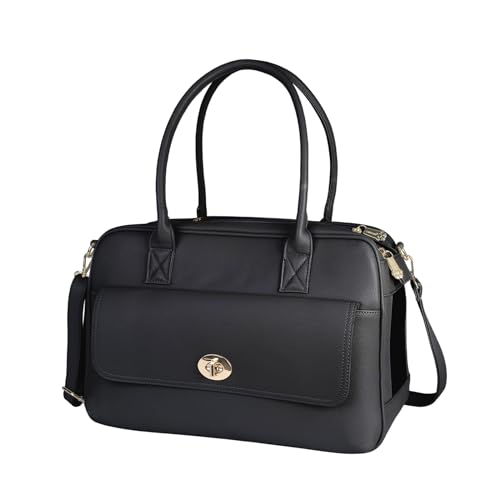 Pet Carrier Dog Purse Carrier Cat Soft-Sided Dog Carriers for Puppy Kitten, Fashion Leather Handbag Tote Travel Pet Bag for Small Dogs Cats, TSA Airline Approved (Black)