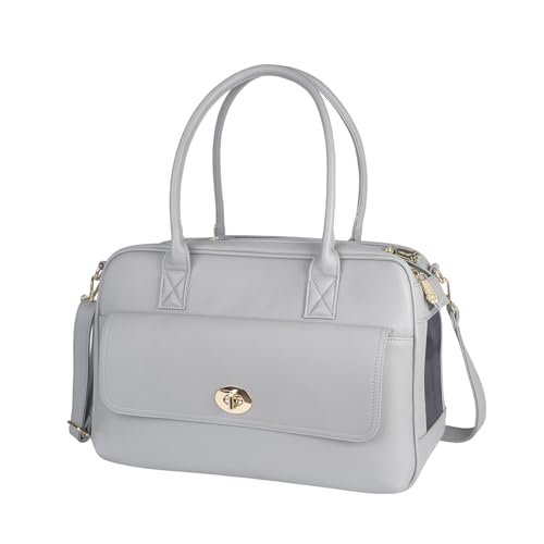 Fashion Pet Carrier Dog Purse Carrier Cat Soft-Sided Carriers for Puppy Kitten, Stylish Leather Handbag Tote Travel Pet Bag for Small Dogs Cats, TSA Airline Approved (Grey)