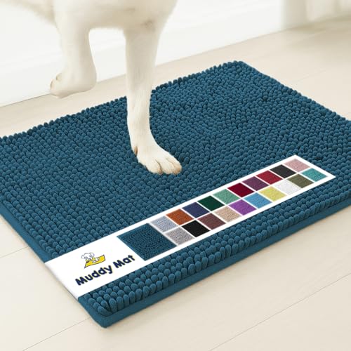 Muddy Mat Shown on TVSuper Absorbent Microfiber Dog Door Mat for Muddy Paws, Non-Slip Washable Pet Rug, Quick Dry Chenille Entryway Carpet, Machine Washable Indoor Outdoor matAtlantic Blue 35"x24"