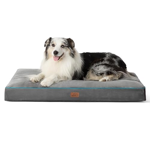 Bedsure XL Washable Dog Crate Bed - 3 Inch Thicken Up to 90lbs Pet Mat Pillows with Removable Washable Cover, Grey