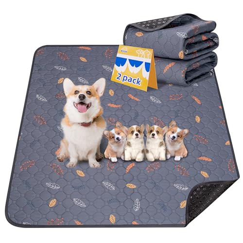 Sunheir 2-Pack Extra Large Reusable Dog Mat for Floor, Waterproof Dog Playpen, Super Absorbent Washable Pee Pads for Dogs, Pet Whelping Mat, Potty Training - 36" x 72"