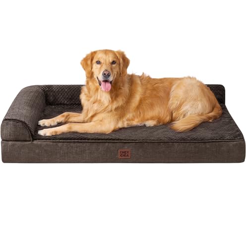 EHEYCIGA Memory Foam Dog Bed XLarge Sized Dogs, Extra Large Dog Bed Orthopedic with Washable Removable Cover, Waterproof XL Pet Bed Couch, 44x33x6 Inches, Brown
