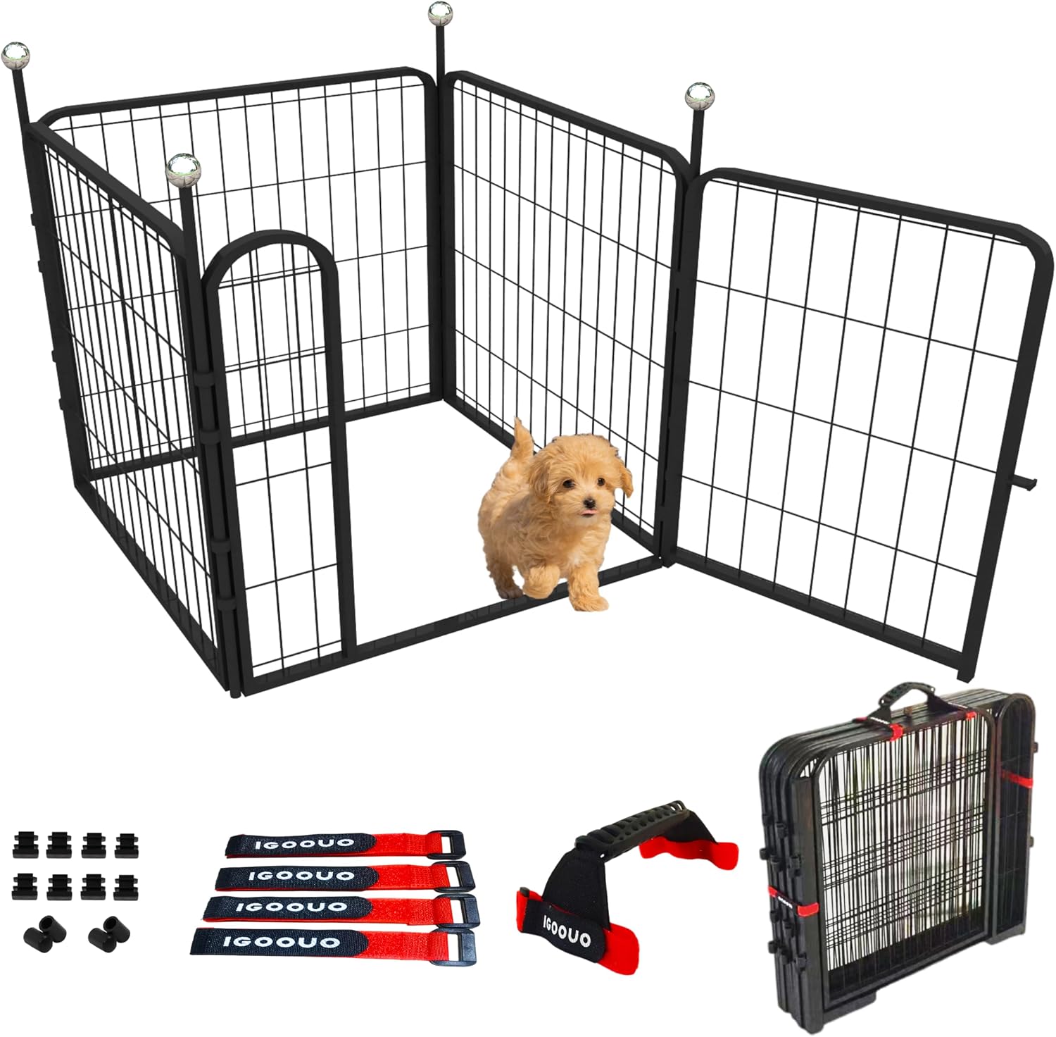 Puppy Playpen, IGOOUO 24'' Portable Dog Playpen (4 panels)