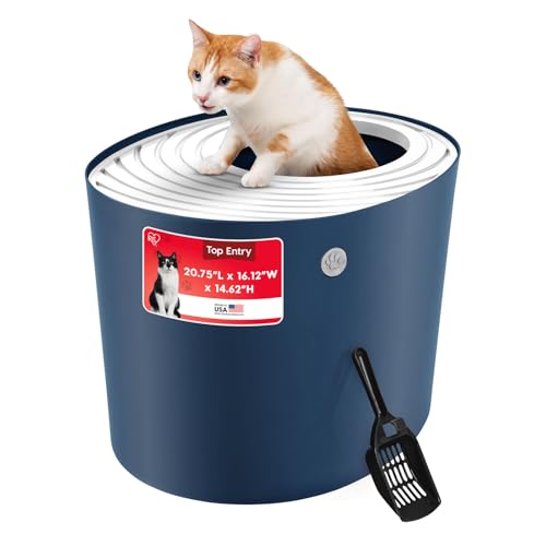 IRIS USA Top Entry Litter Box (Navy/White)