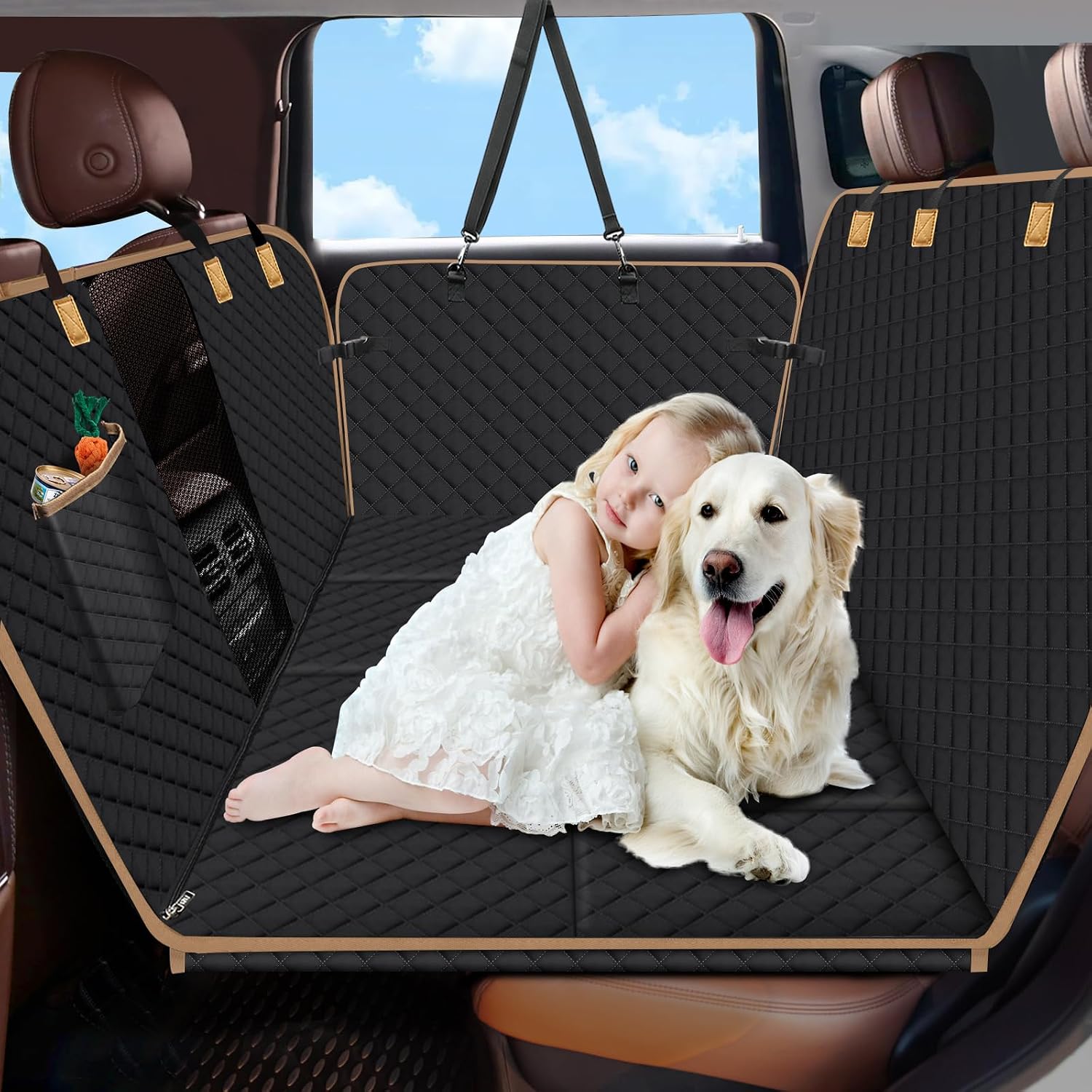Lekespring Dog Car Seat Cover with Hard Bottom
