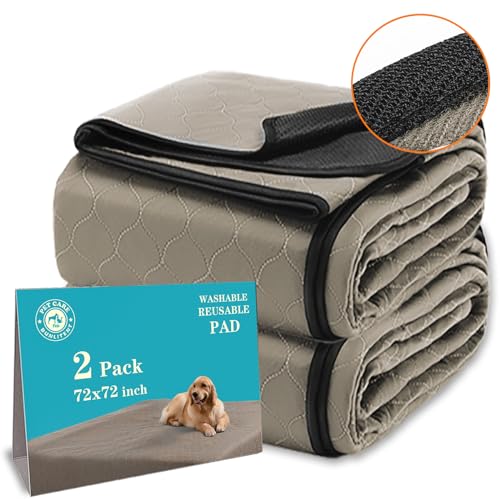Washable Pee Pads for Dogs 72" x 72", 2 Pack, Reusable Puppy Pads, Dog Training Pads with Quick Dry, Large Anti-Slip Whelping Pad for Pet, Playpen, Incontinence, Housebreaking.