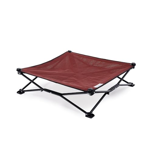 Coolaroo On-The-Go Elevated Dog Bed - Foldable Pop-Up Travel Dog Bed with Breathable, Moisture-Resistant Fabric, Carry Bag Included, Lightweight & Portable, Brick, Medium