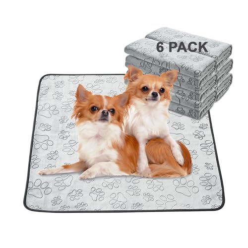 Qeils Reusable Puppy Pads, 6 Pack Washable Pee Pads for Dogs, Non Slip Wee Wee pad, Absorbent and Leakproof Training Mats for Potty, Crate, Playpen, Bed, Sofa, 30"x 34"