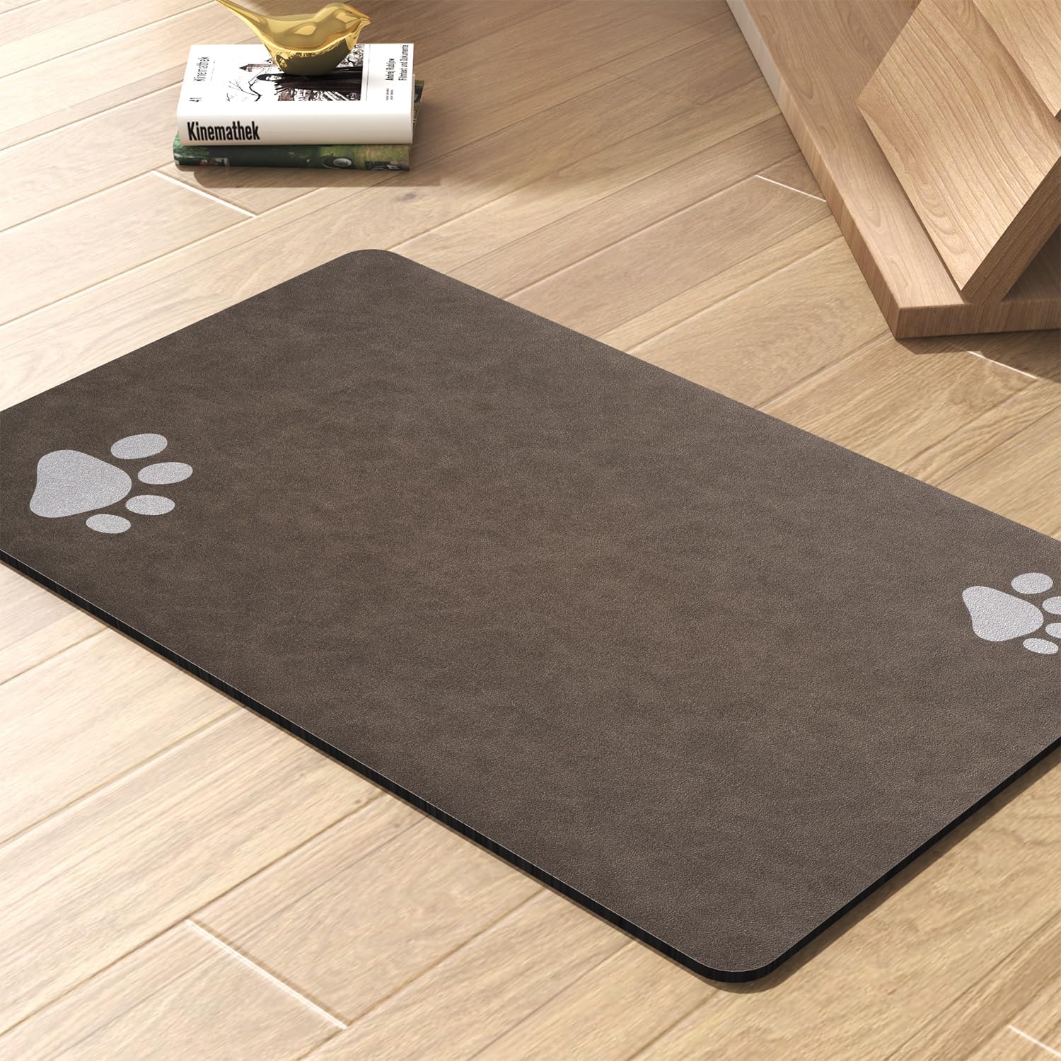 Pet Feeding Mat-Absorbent Dog Mat for Food and Water Bowl-No Stains Quick Dry Water Dispenser Mat-Dog Accessories Pet Supplies-Bowl for Messy Drinkers(Brown,17"x34"