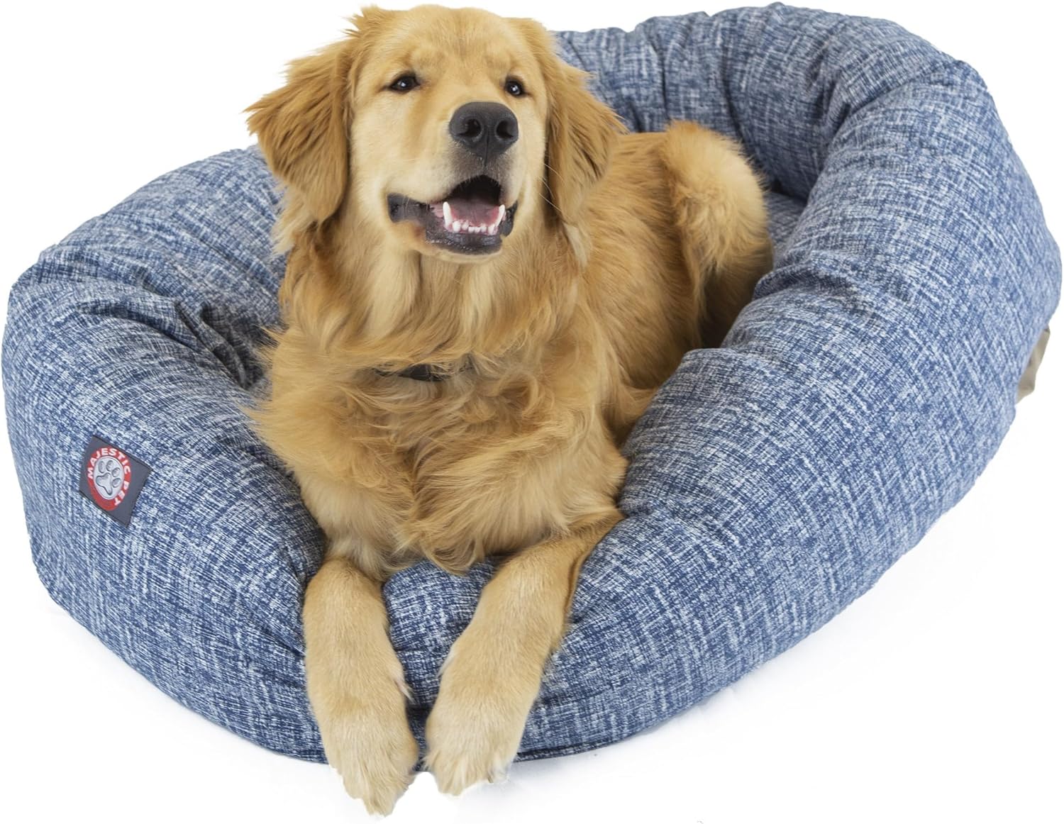 Majestic Pet 24 Inch Bagel Calming Dog Bed (Blue)