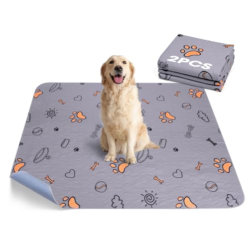 Washable Pee Pads for Dogs, 2 Pack Large 41"x41" Super Absorbent Reusable Pads for Dog Training Pads, 100% Waterproof Non-Slip Pee Pads Whelping Pads Dog Playpen Pads Crate Mat Crate Pads Dog Products