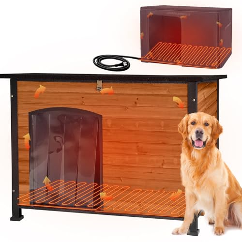 Aivituvin Dog House Outdoor & Indoor Dog Kennel with Insulated Liner for Winter Waterproof Large Dog Cage for Small & Medium & Large Dogs,Unique All-Around Iron Frame