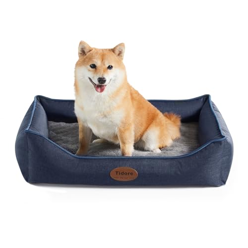 Orthopedic Dog Beds for Medium Dogs, Durable Egg Crate Foam Sofa Dog Bed wit Washable Removable Cover,Waterproof Lining,Pet Bed for Large Dogs (Navy Blue, 26.4" L x 21.7" W x 6.2" Th)