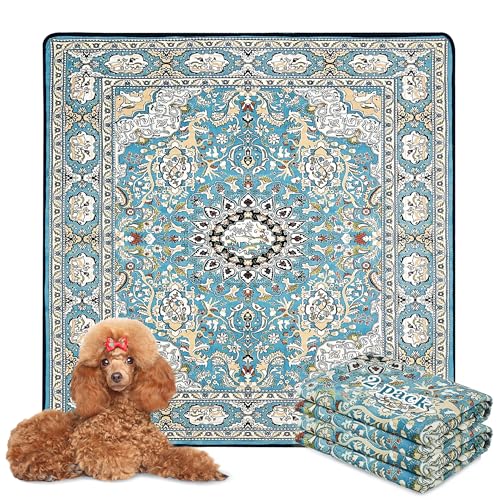 Qeils Washable Pee Pads for Dogs, 2 Pack Reusable 48"x48" Super Absorbent Leakproof Dog Training Pads, Non-Slip Potty Pads for Crate, Floor, Kennel, Whelping Litter Mat Puppy Supplies