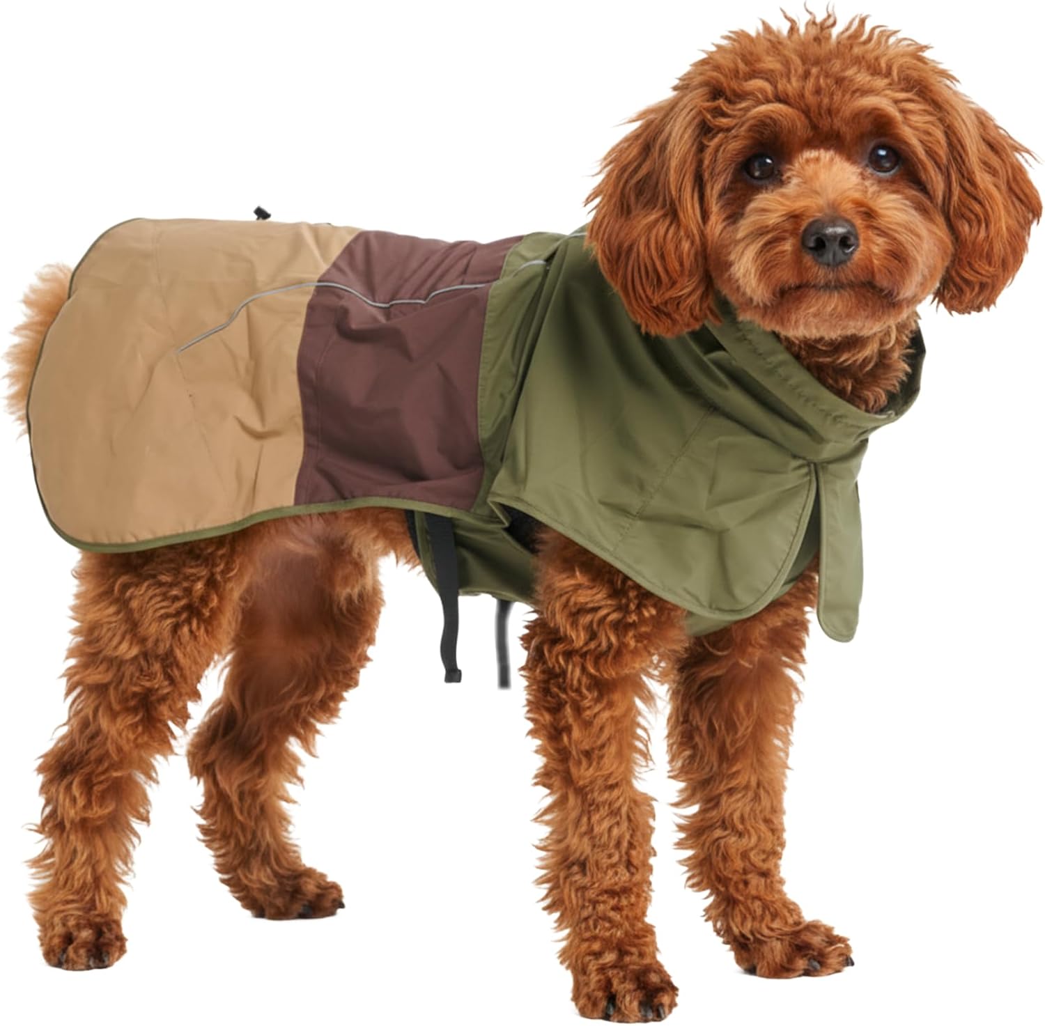 Spark Paws Dog Raincoat - Green Brown Tan S